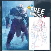 God of War Kratos (11"x 17") Art Print Hand-Signed EXCLUSIVE! + BONUS