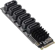M.2 to SATA3.0 Expansion Card, Internal 6 Port III 6Gbps M.2 M Key Adapter Card for Desktop PC, ASM1166 Chipset