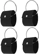 PEPLAYTAL 4 Pack Pu Leather Towel Hanger Ring Bathroom Hand Towel Holder Scarf Storage Hook Belt Hanger for Home Travel
