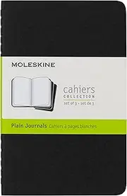Moleskine S04916 Cahier Notebook- Set of 3- Plain- Pocket- Black, (QP313)
