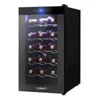 Devanti Wine Cooler 18 Bottles Glass Door Beverage Thermoelectric Fridge Black g