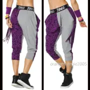 ZUMBA Dance Harem Pants Hip Hop Tasseled Purple/Grey-Rare/EliteZWear Convention