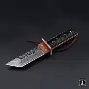 Hand Forged Damascus Steel Tanto Knife Mini Katana Sword Knife with Sheath