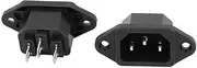 (2 Pack) C14 with Mounting Holes Adapter,Toptekits C14 Panel Mount Plug Adapter AC 250V 10A 3 Pins IEC Inlet Module Plug Power Connector Socket Staight (C14)