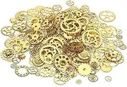 uxcell Gears Charm, 200Gram Metal Wheel Gears Charm Pendant for Necklace Earring Bracelet Jewelry Making and DIY Crafts, Old Gold