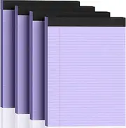 4 Pack Legal Pads 8.5 x 11 College Ruled 200 Sheets Purple Note Pads 8.5" x 11" Lined Paper Chipboard-Backed Notepad with Micro-Perforated Notebook Paper for Office & School Supplies 50 Sheets/Pad