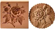 Carved Wooden Cookie Mold Kitchen Cookie Cutter Gingerbread, Cookie Stamp Molds for Springerle, Tragacanth, Marzipan, Russian Pryanik, Gingerbread, Lebkuchen and Tirggel (ROSE-A)
