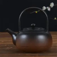 在飛比找ETMall東森購物網優惠-黑色煮茶耐熱明火提梁側把壺陶瓷