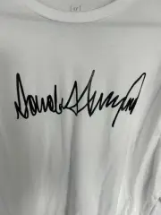 XL Donald Trump Soft, White Shirt Bearing Trump Signature