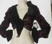 Raspberry Ribbon Black Mesh Flamenco Tie Top Child /Adult Sizes