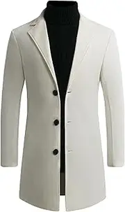 [JEShifangjiusu] Men's Trench Coat Long Wool Coat Casual Business Cotton Blend Jacket Winter Classic Overcoat Top Pea Coat
