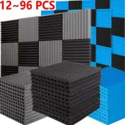 12~96 PACK 12"X12"X1" Acoustic Foam Panel Wedge Studio Soundproofing Wall Tiles