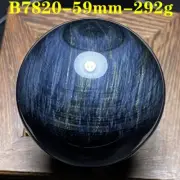 B7820-59mm-292g Natural Blue Tiger eye Crystal Sphere Ball Healling
