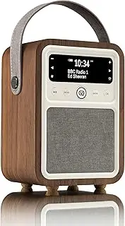 VQ Monty Portable DAB Radio Alarm Clock Bedside - VQ Monty Digital FM Radio with Bluetooth - Rechargeable Radio with Speaker, Aux & USB Port - Walnut