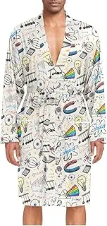 [ZZXXB] Physics Science Mens Sleepwear Robe Lightweight Nightgown Long Sleeves Spa Bathrobe with Pockets M-XL