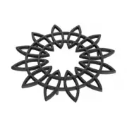 ACHLA DESIGNS Flower Trivet 12" Weather Resistant Wrought Iron Black (Set of 2)