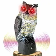 Owl Scarecrow Plastic Bird Control Flashing Eyes Frightening Sound Garden Yard Outdoor Pest Deterrent Scare Birds Away Wildlife Repellent Decor