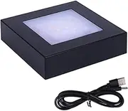 LED Multimodal Multicolor Light Stand Base Black - Square Display Base for 3D Crystal Glass Art - LED Light Base and Crystal Display Stand - USB/Battery Powered Crystal Stand