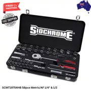 Sidchrome SCMT19754HB 58pc Metric/AF 1/4" & 1/2" Drive Black Hyper Colour Set