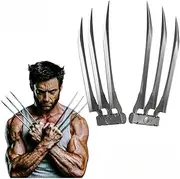 Superhero Claws, Wolverine Claws with Plastic Handles for Adults, Wolf Claws for Halloween Cosplay Props, Set of 2, One Pair Silver, White
