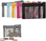 [patu] Mini Zipper Mesh Bags, 3" x 4", Size XS / A8, 5 Pieces, Keychain Pouch Key Holder, Coin Purse, Clear Travel Kit Small Item Cosmetic Organizer, Assorted Colors