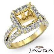 Asscher Semi Mount Diamond Engagement Pre-Set Ring 14k Yellow Gold 1.53 Carat.