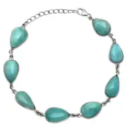 Natural Paraiba Amazonite 925 Sterling Silver Bracelet Jewelry B-1001