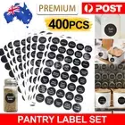 400X Printed Spice Jar and Pantry Label Set Chalkboard Round Stickers Labels New