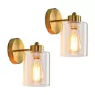 Metal Sconces Wall Lighting with Clear Glass Shade, Bathroom Vanity Light Mat...