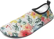 [BTCOWZRV] Water Shoes for Women Men Bright Floral Watercolor Water Sports Shoes Slip-on Breathable Lightweight Athletic Aqua Sock