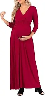 [Mother Bee Maternity] Women's Wraped Ruched Maternity Dress - Made in USA