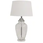DA Addison Glass Base White Shade Table Lamp