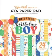 Echo Park MAKE A WISH Birthday BOY 6x6 Paper Pad 24pc Journal Scrapbook
