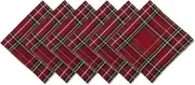 DII Holiday Dining Table & Kitchen Décor Metallic Fabric, Christmas Napkin Set, 20x20, Red Tartan Plaid, 6 Piece