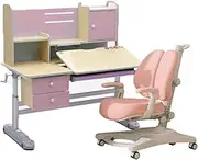 Height Adjustable Children Kids Ergonomic Study Desk Chair Set 120cm Blue Pink AU Pink(Desk+208 Chair)