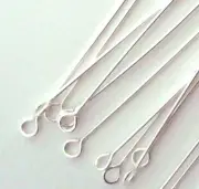 50pc 22 gauge solid 925 bright Sterling Silver 2" eye pin loop Head Headpins F65