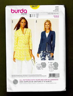 Misses Jacket with Collar Variations Sewing Pattern (Sizes 10-20) Burda 6637