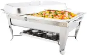 Met Lux 9 Qt Chafing Dish 1 Induction Ready Serving Chafer - Rectangular Foldabl