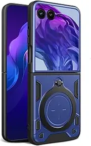 Nexue Case for Motorola Razr 50 Ultra/Razr+ 2024 Case,Heavy Duty Shockproof Protective with Rotated Ring Kickstand Cover Case for Motorola Moto Razor 50 Ultra/Razr+ Plus,Blue