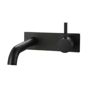 VITO BERTONI WISH2 Wall Basin Bath Mixer and Spout - 180mm with Backplate - Matte Black