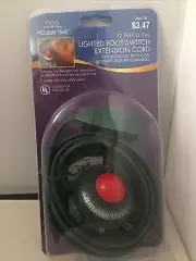 Holiday Time Lighted Foot Switch 12 FT Long Extension Cord Christmas - NEW