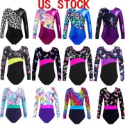 Girls Dance Leotards Unitards Cartoon Print Bodysuits Gymnastics Jumpsuits