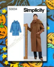 SIMPLICITY 3034 Coat with Cowl Sewing Pattern Sizes 16-24 new UNCUT