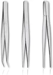 ANEX No. 1093 Tweezers Stainless Steel with Case, Set of 3