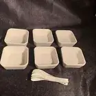Six Porcelain Dip Or Condiment Bowl and Spoon Set