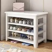 Shoe Rack Bench Shoe Shelf Wood, Free Standing Shoe Racks Bench, Narrow Entryway Shoes Storage Shelf Organizer for Hallway Bedroom, Balcony, Living Room (Color : /White, Size : 3 Tier)