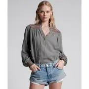 One Teaspoon Free People Daydream Paradise Top Smocked Neckline/Cuffs SZ SM NWT