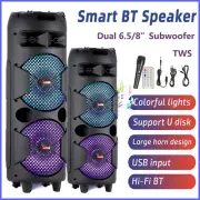 Portable Bluetooth Party FM Speaker Sub woofer Heavy Bass Sound System & Mic LED