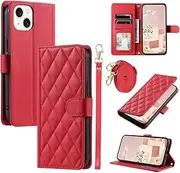 GoodcAcy Compatible Samsung Galaxy A14 4G / 5G Case, Foldable PU Premium Leather Flip Mobile Phone Case with Card Slot Stand, Magnetic Closure, Shockproof Leather Case (Red)