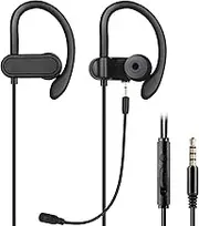 Wired 3.5mm in-Ear Earbuds Headphones with Wrap-Around Hooks, Gaming Headset & Boom Mic for Mobile & PC, Xbox Series X/S, Xbox One, PS5, PS4, PlayStation, Switch [Lightweight & Secure Fit]